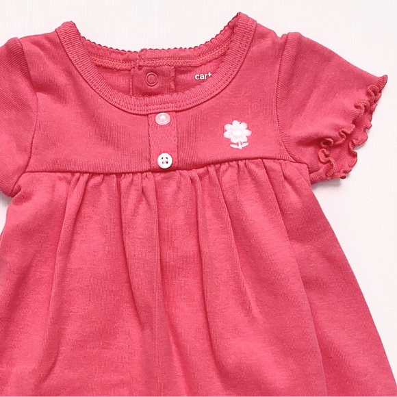 Carter’s Baby Girl 3M Short Sleeve Coral Bodysuit Dress - Picture 2 of 8
